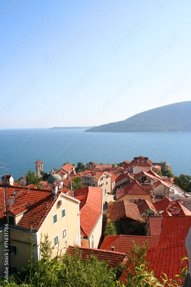 Beautiful landscape with mediterranean town in Montenegro