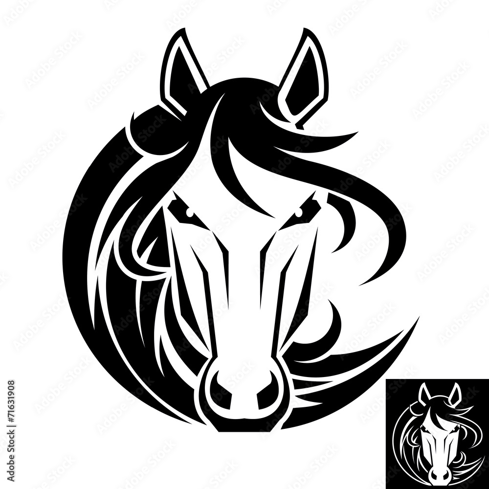 Horse head logo or icon. Inversion version included. - obrazy, fototapety, plakaty 