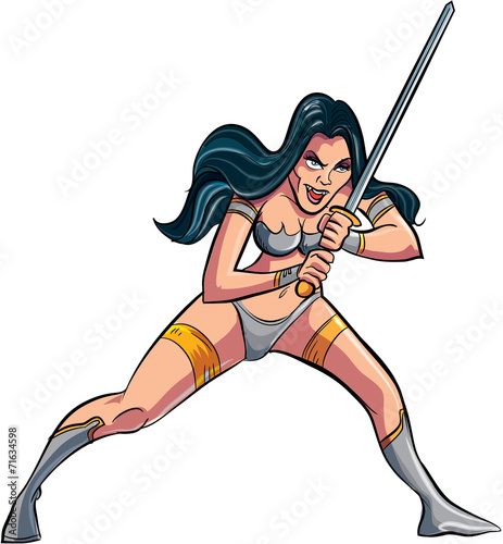 Cartoon warrior vampire woman