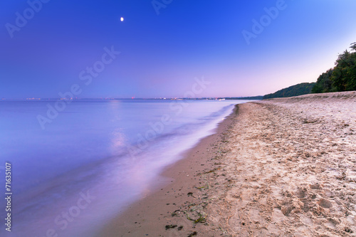 Full moon at Baltic sea beach  Poland