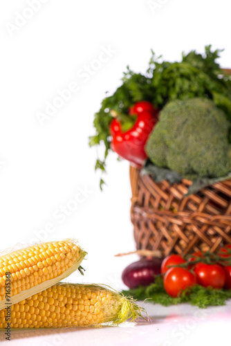 Lovely basket with fresh vegetables