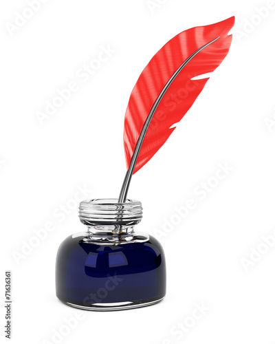 Writing quill and inkwell