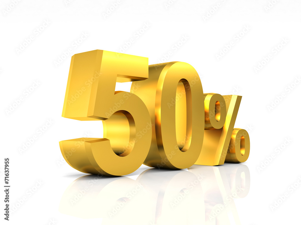 golden 50 discount text white background 3d golden 50 discount text white background 3d