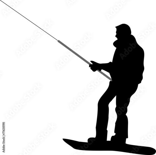 Silhouette of black Snowboarder Vector