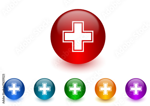 pharmacy colorful vector icons set