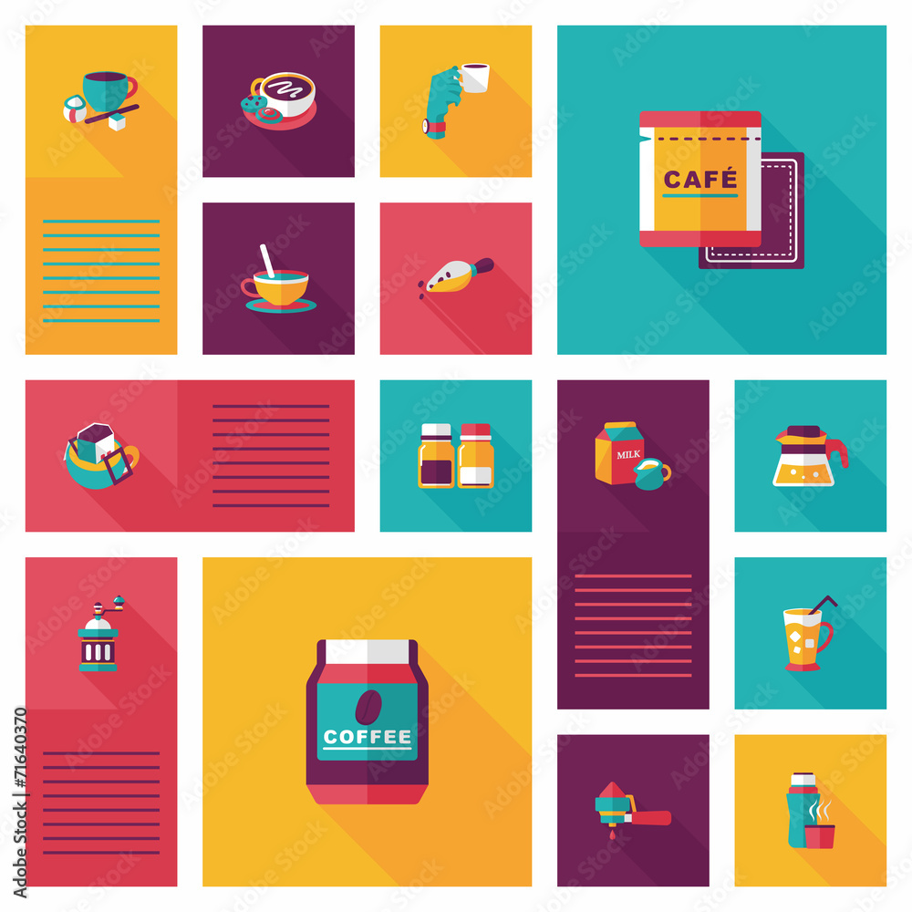 Coffee flat ui background set, eps10 Coffee flat ui background set, eps10