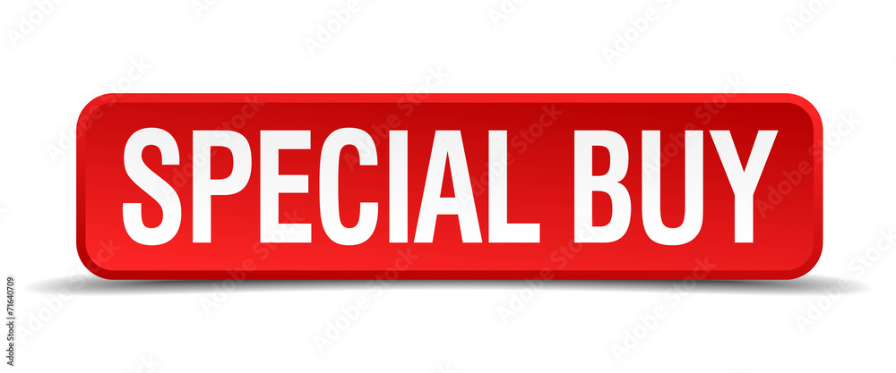 Special buy red 3d square button isolated on white Special buy red 3d square button isolated on white