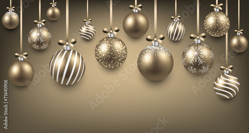 Arc background with golden christmas balls.