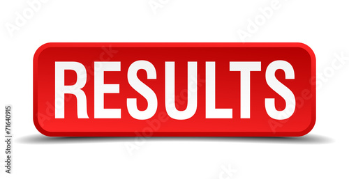 Results red 3d square button isolated on white