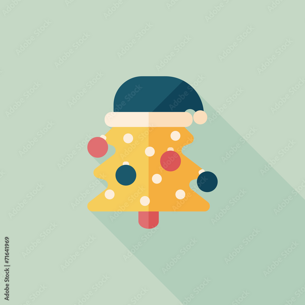 Christmas tree flat icon with long shadow, eps10 Christmas tree flat icon with long shadow, eps10