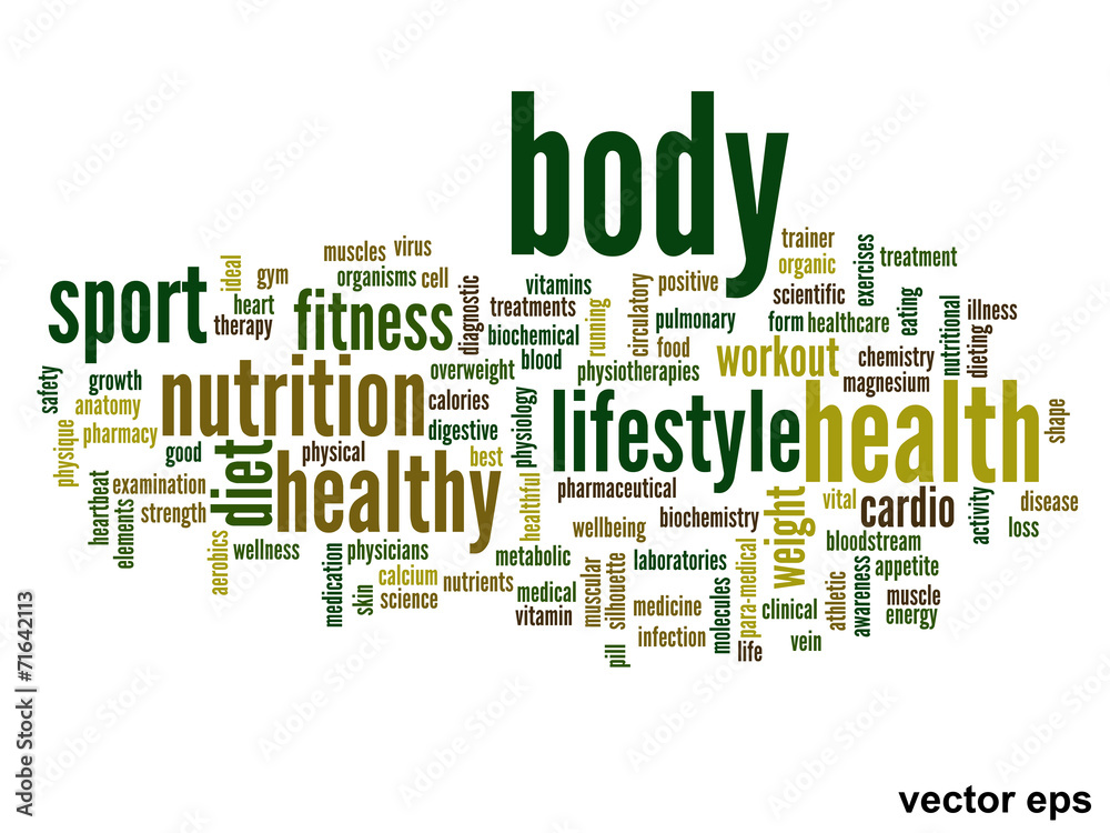Vector conceptual health word cloud Vector conceptual health word cloud