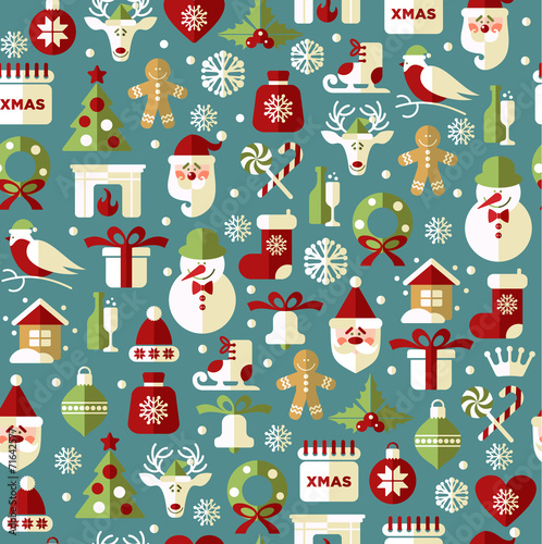 Seamless christmas pattern. Vector background.