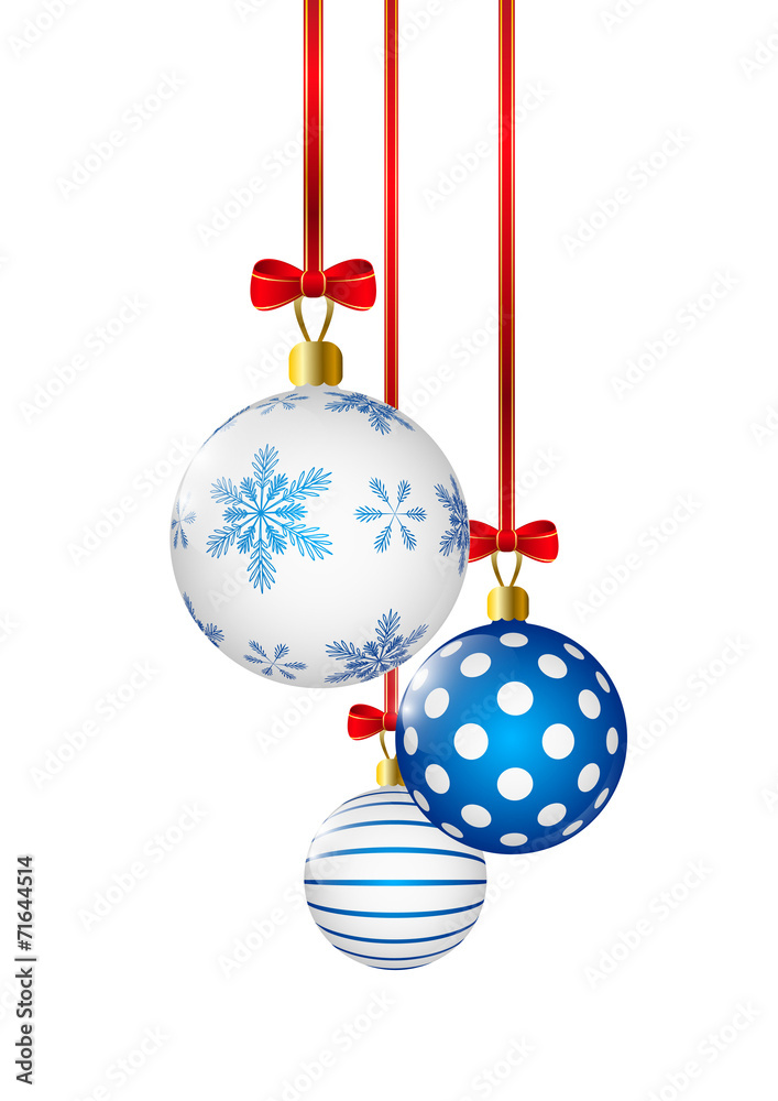 Christmas balls with blue pattern