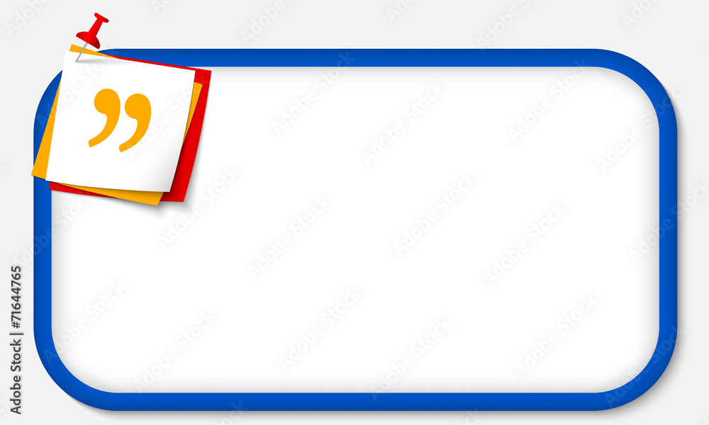 blue frame with pushpin and quotation mark blue frame with pushpin and quotation mark