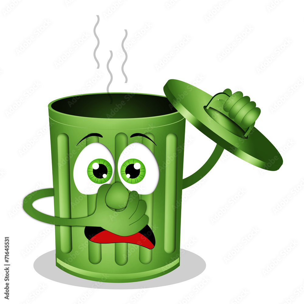 Funny stinky garbage bin StockIllustration Adobe Stock