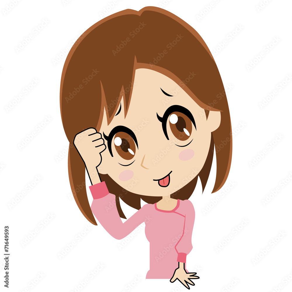 テヘペロする若い女性 テヘペロする若い女性