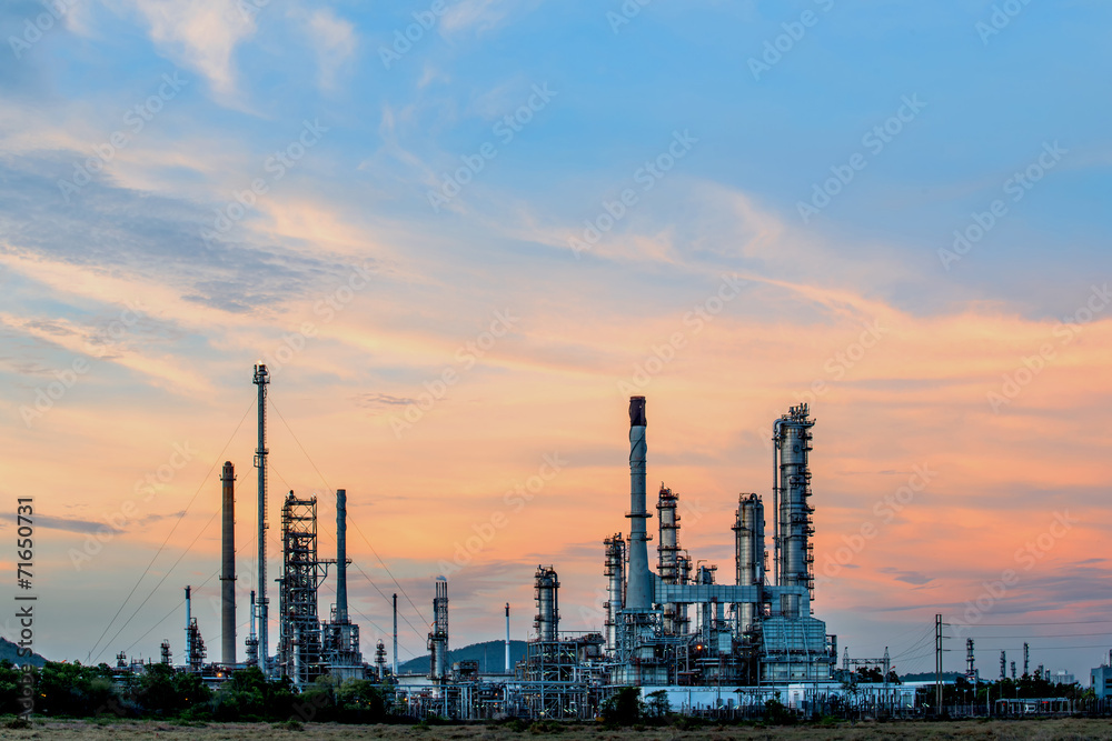 Oil refinery at twilight - factory