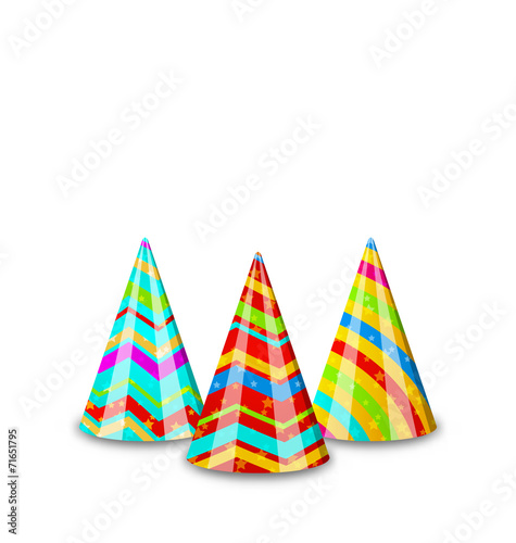 Colorful party hats for your holiday  isolated on white backgrou