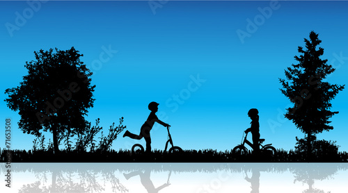 Vector silhouette of children.