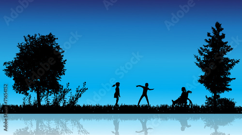 Vector silhouette of children.