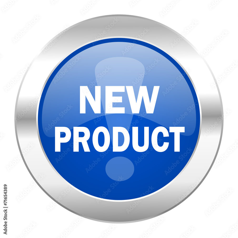 new product blue circle chrome web icon isolated new product blue circle chrome web icon isolated