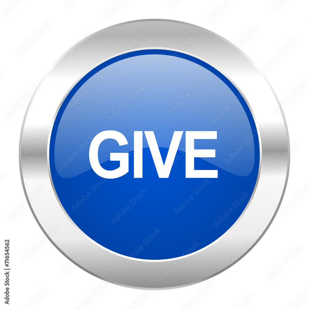 give blue circle chrome web icon isolated give blue circle chrome web icon isolated