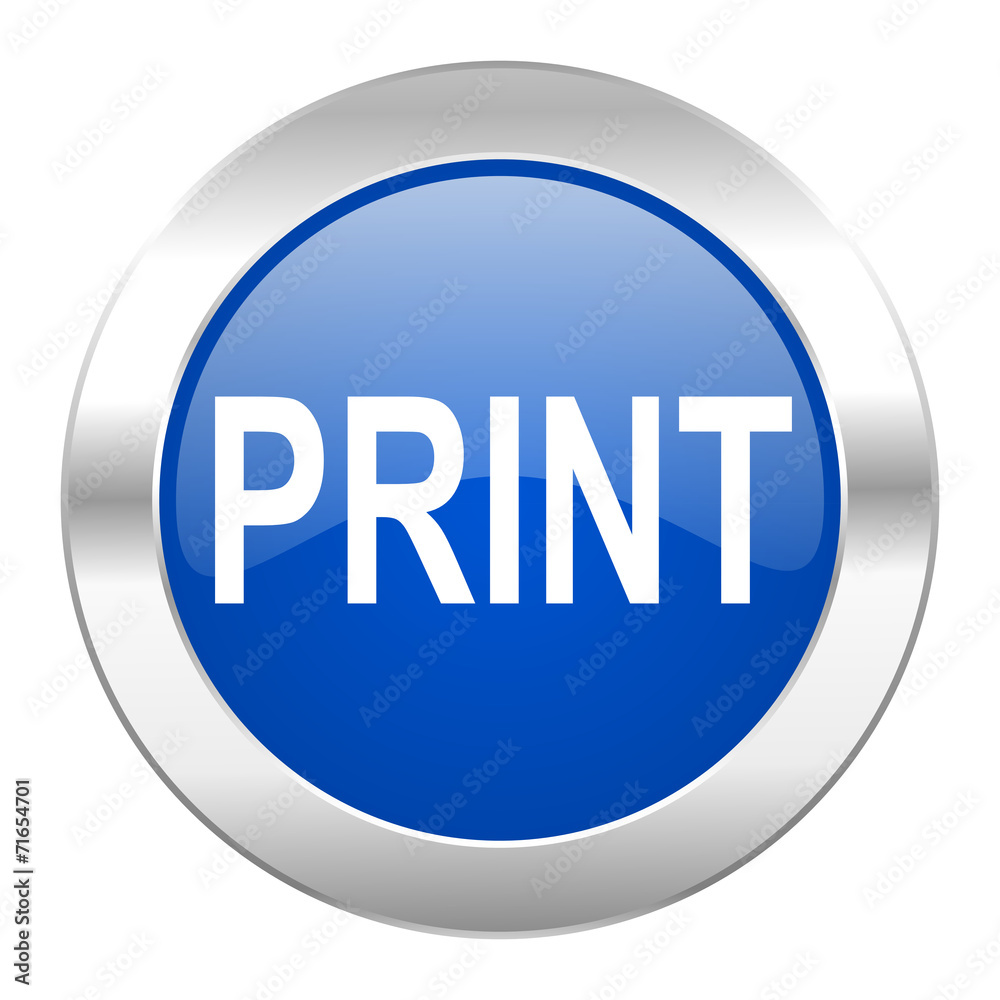 print blue circle chrome web icon isolated print blue circle chrome web icon isolated