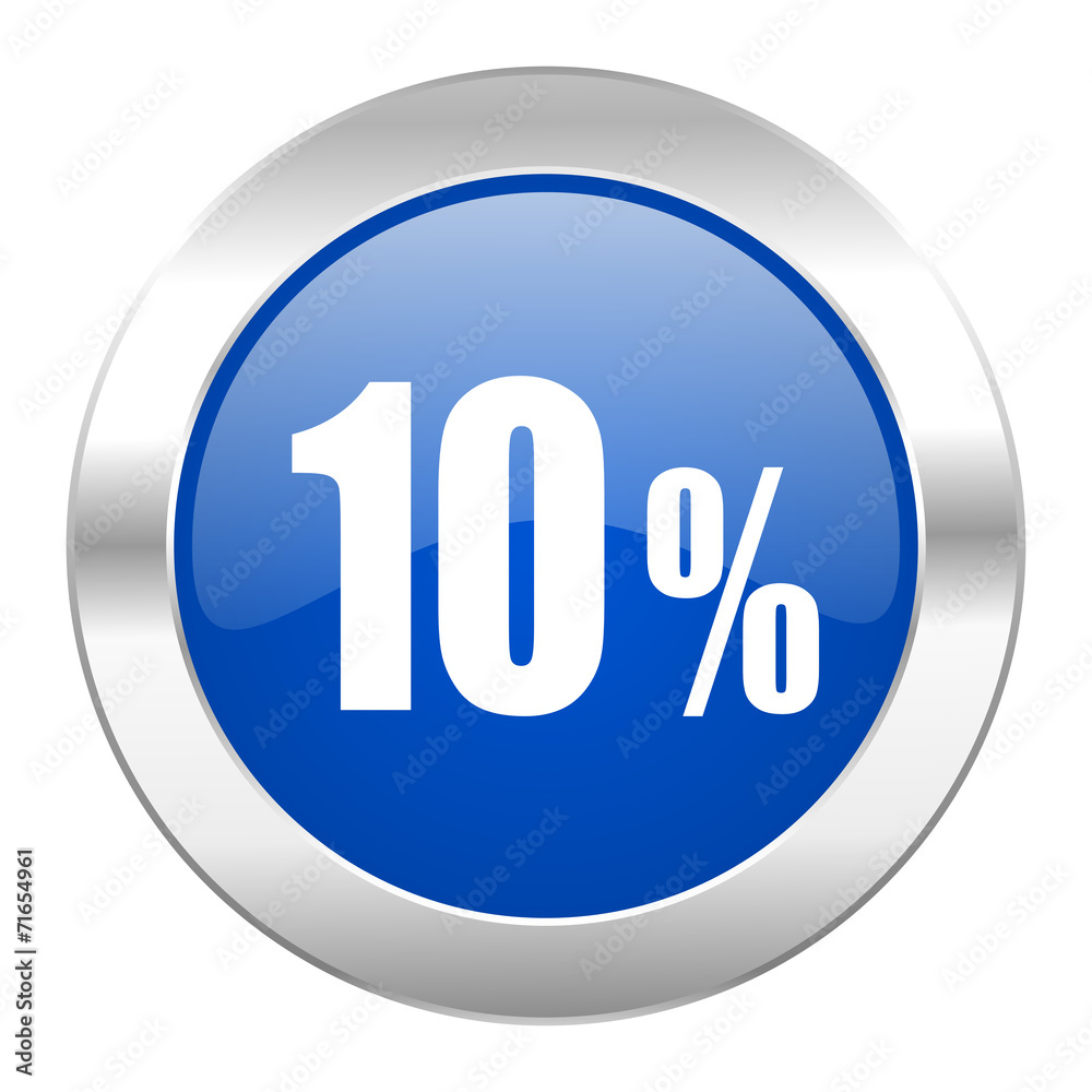 10 percent blue circle chrome web icon isolated 10 percent blue circle chrome web icon isolated