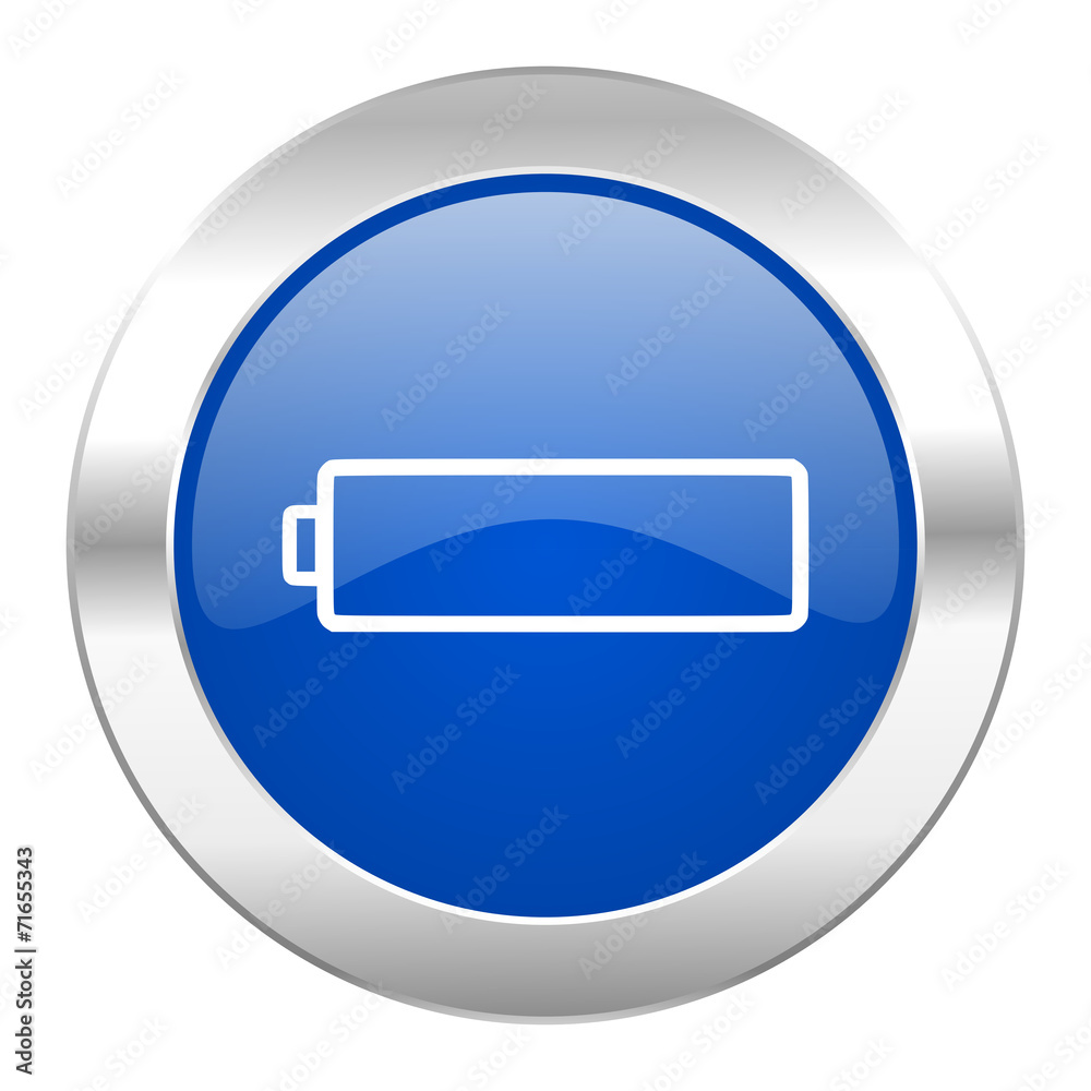 battery blue circle chrome web icon isolated battery blue circle chrome web icon isolated
