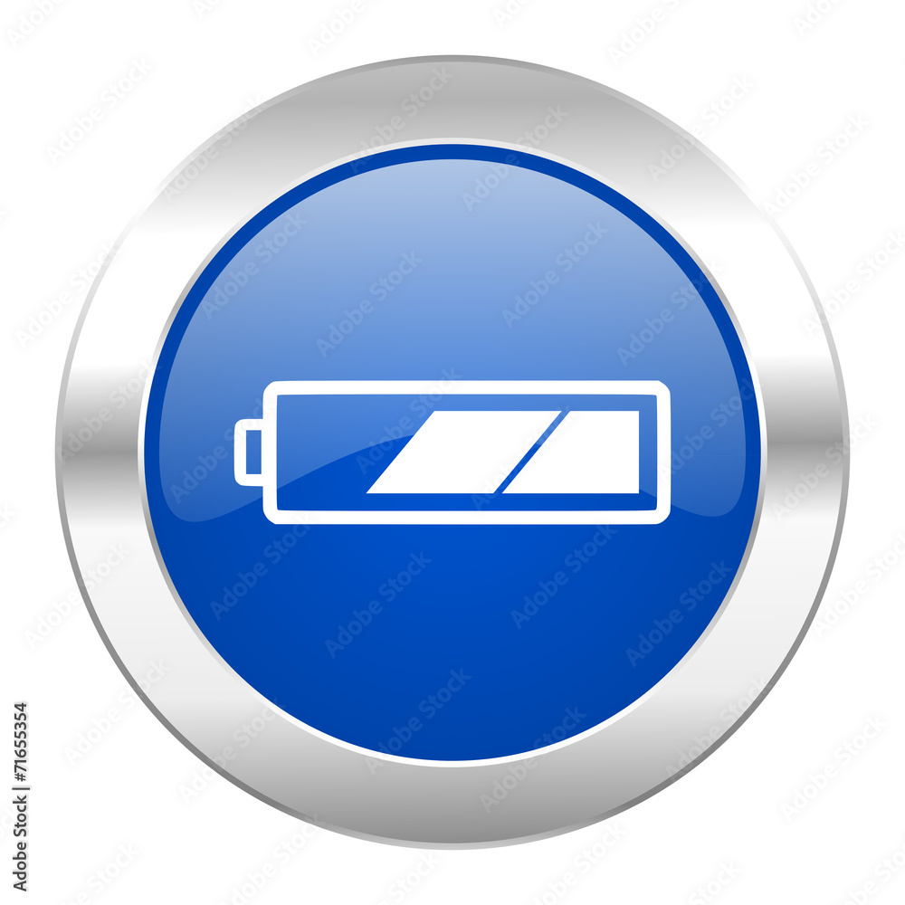 battery blue circle chrome web icon isolated battery blue circle chrome web icon isolated