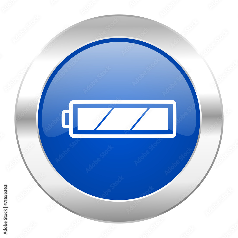 battery blue circle chrome web icon isolated battery blue circle chrome web icon isolated
