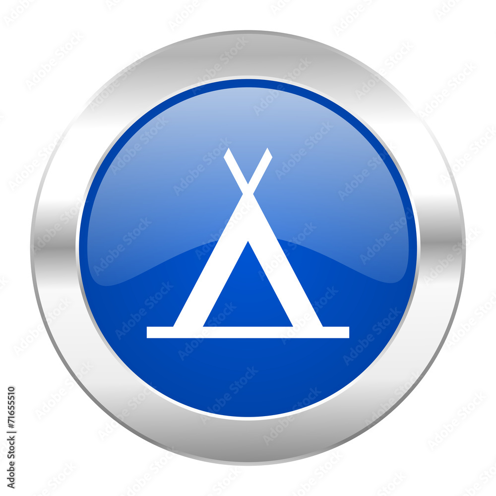 camp blue circle chrome web icon isolated camp blue circle chrome web icon isolated