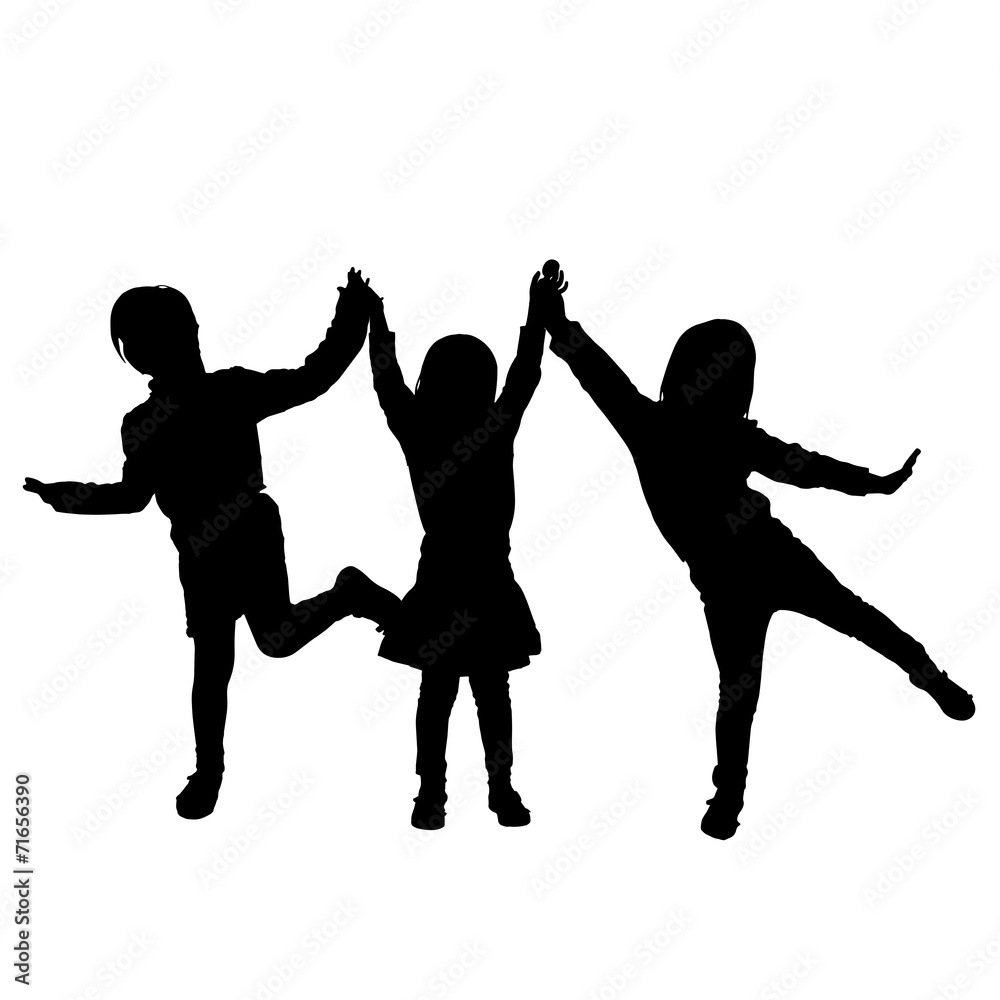 Vector silhouette of children. Vector silhouette of children.