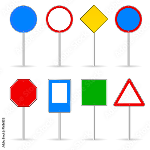 blank traffic sign set one vector illustration