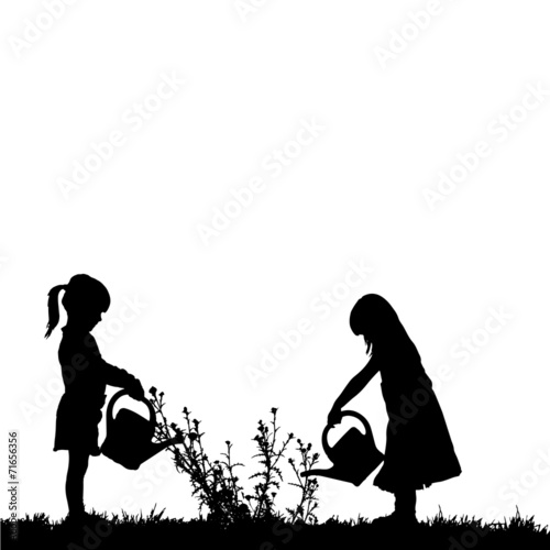 Vector silhouette of children.