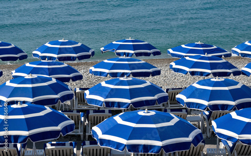 City of Nice - Beach with umbrellas