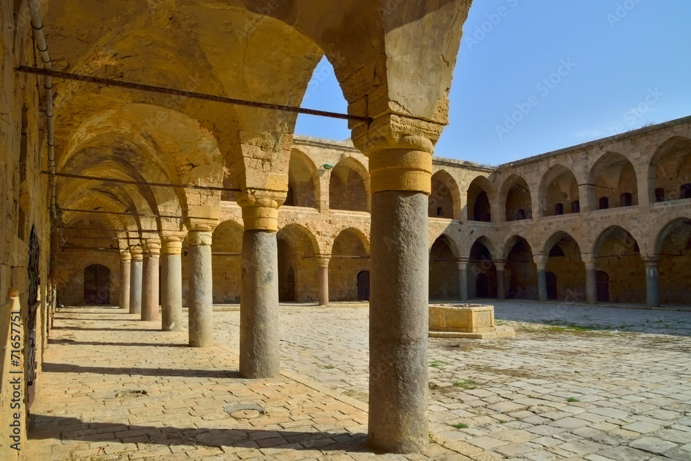 .Akko Israel courtyard in the castle of the knights Templar