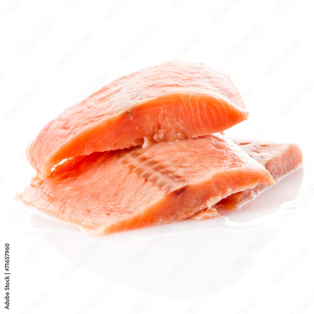 fresh salmon steak over white background fresh salmon steak over white background