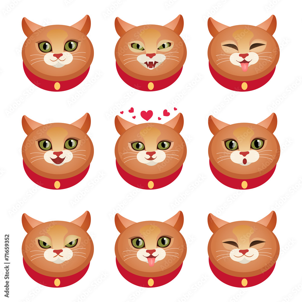 Fototapeta premium Cats emotions set