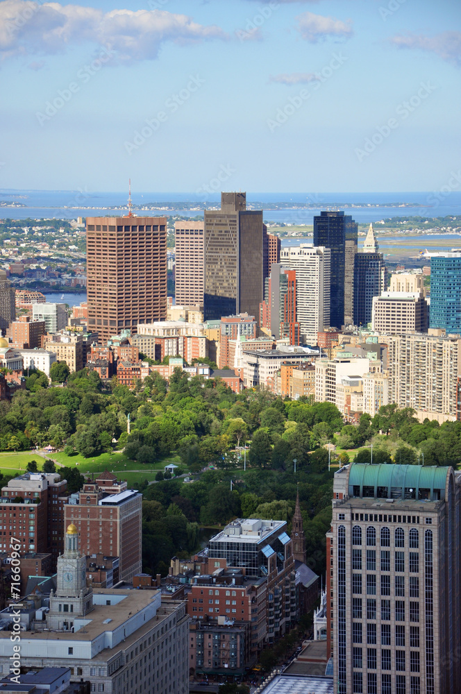 Fototapeta premium Boston Custom House, Financial district and Back Bay