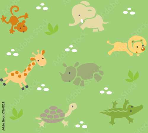 Seamless pattern with funny african animals