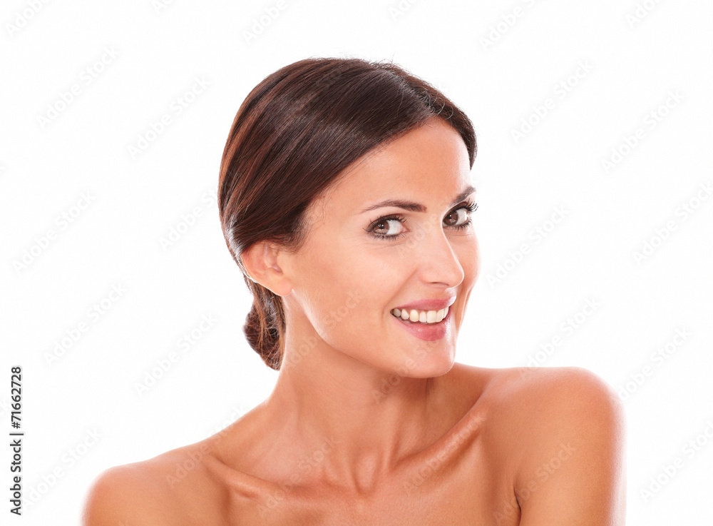 Stylized adult woman smiling at camera Stylized adult woman smiling at camera
