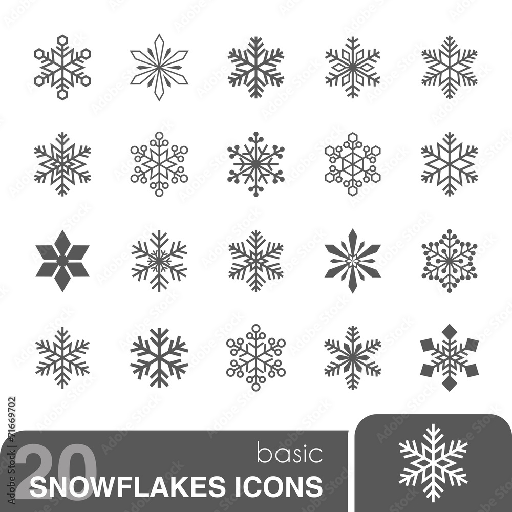 Snowflakes icons set.