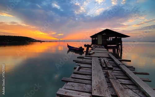 Jetty sunrise over the ocean