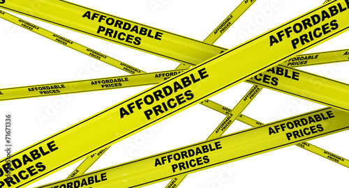 Доступные цены (Affordable prices). Желтая оградительная лента