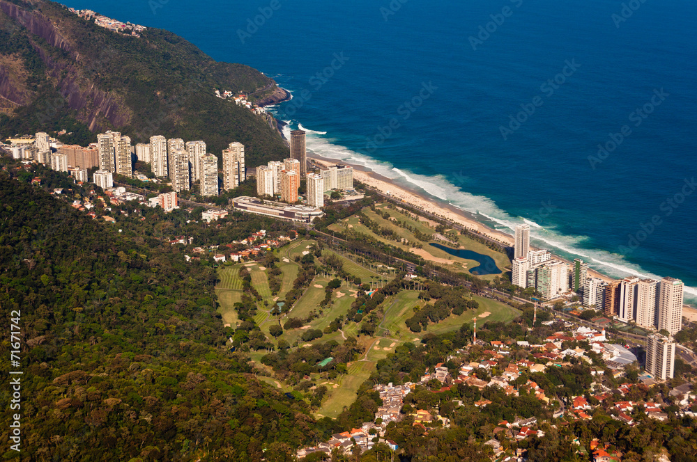 Aerial View of Luxury Condo Buildings in Front of the Beach