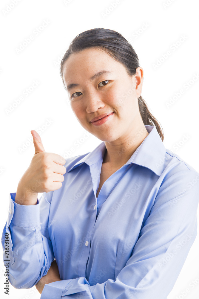 Young business woman standing isolated on white Young business woman standing isolated on white