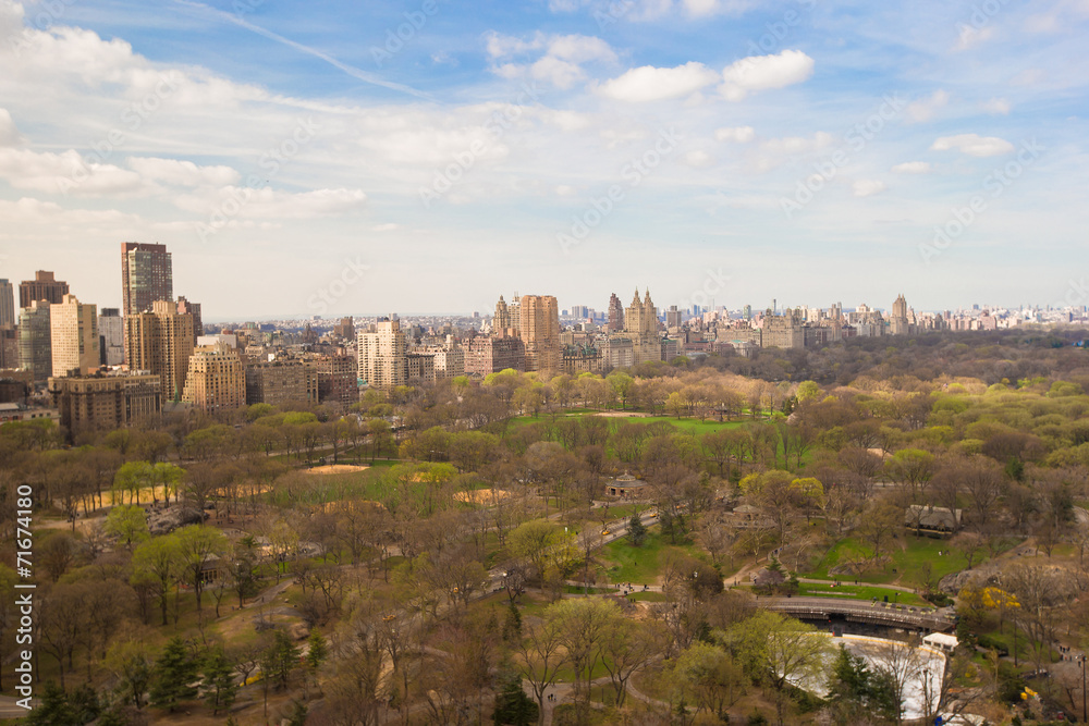 Autumn view of Central Park from the hotel window, Manhattan,