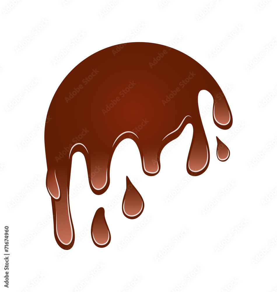 Flow down chocolate blot, isolated on white background Flow down chocolate blot, isolated on white background