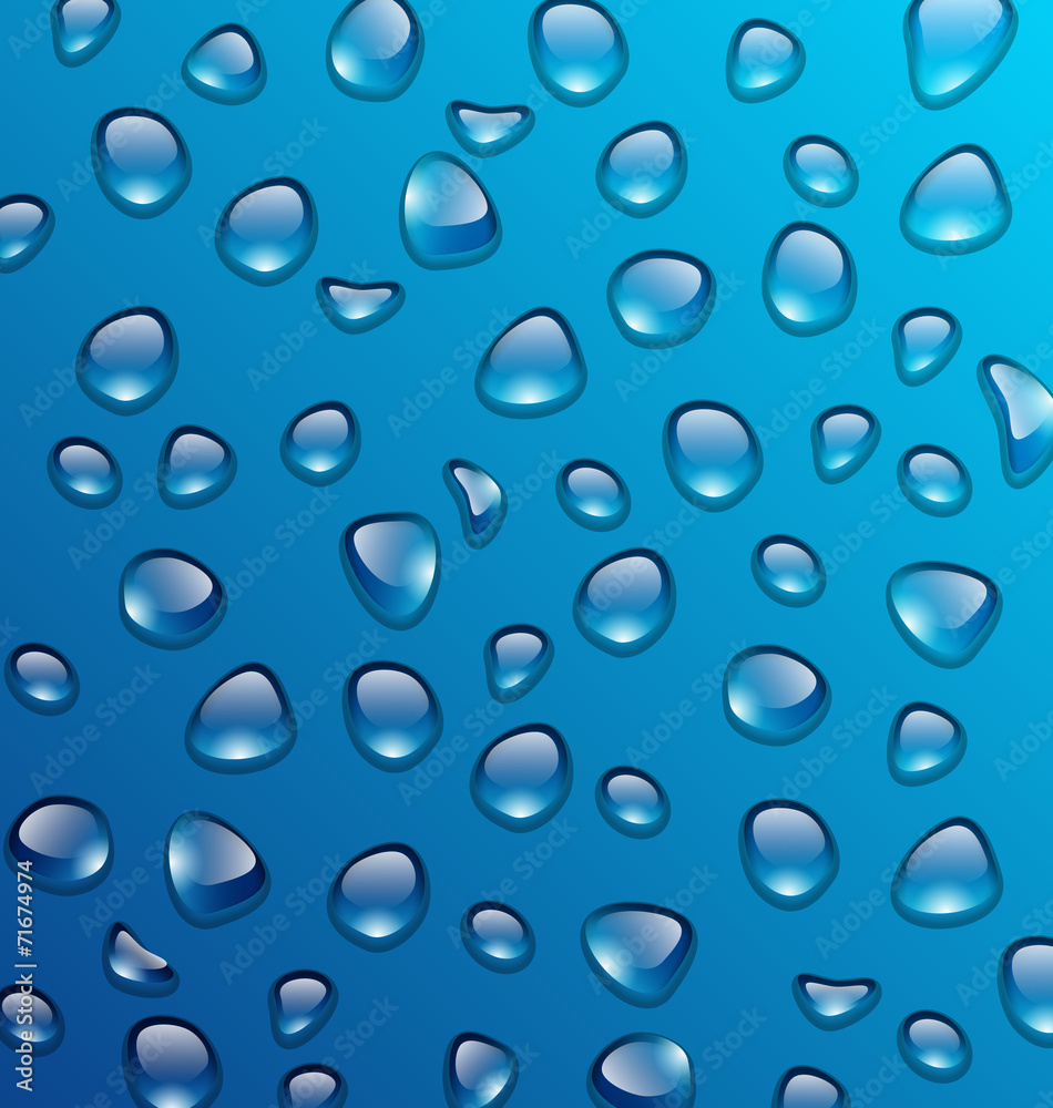 Transparent water many drops on glass Transparent water many drops on glass